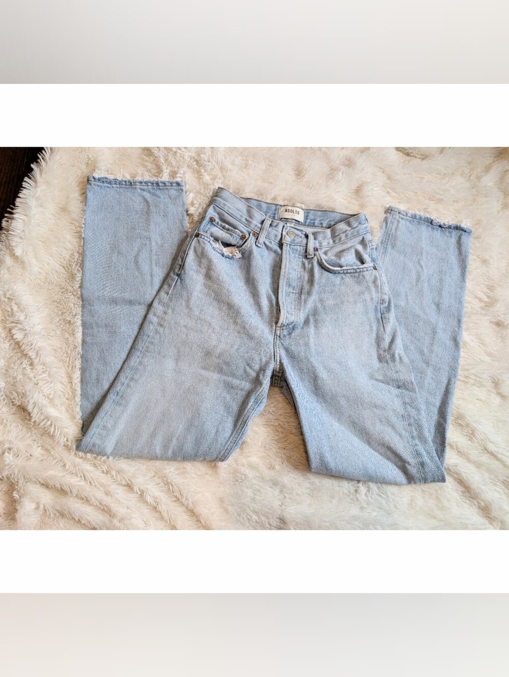AGOLDE Button Fly Light Wash 90's Pinch Style High Rise Jeans Size 23
